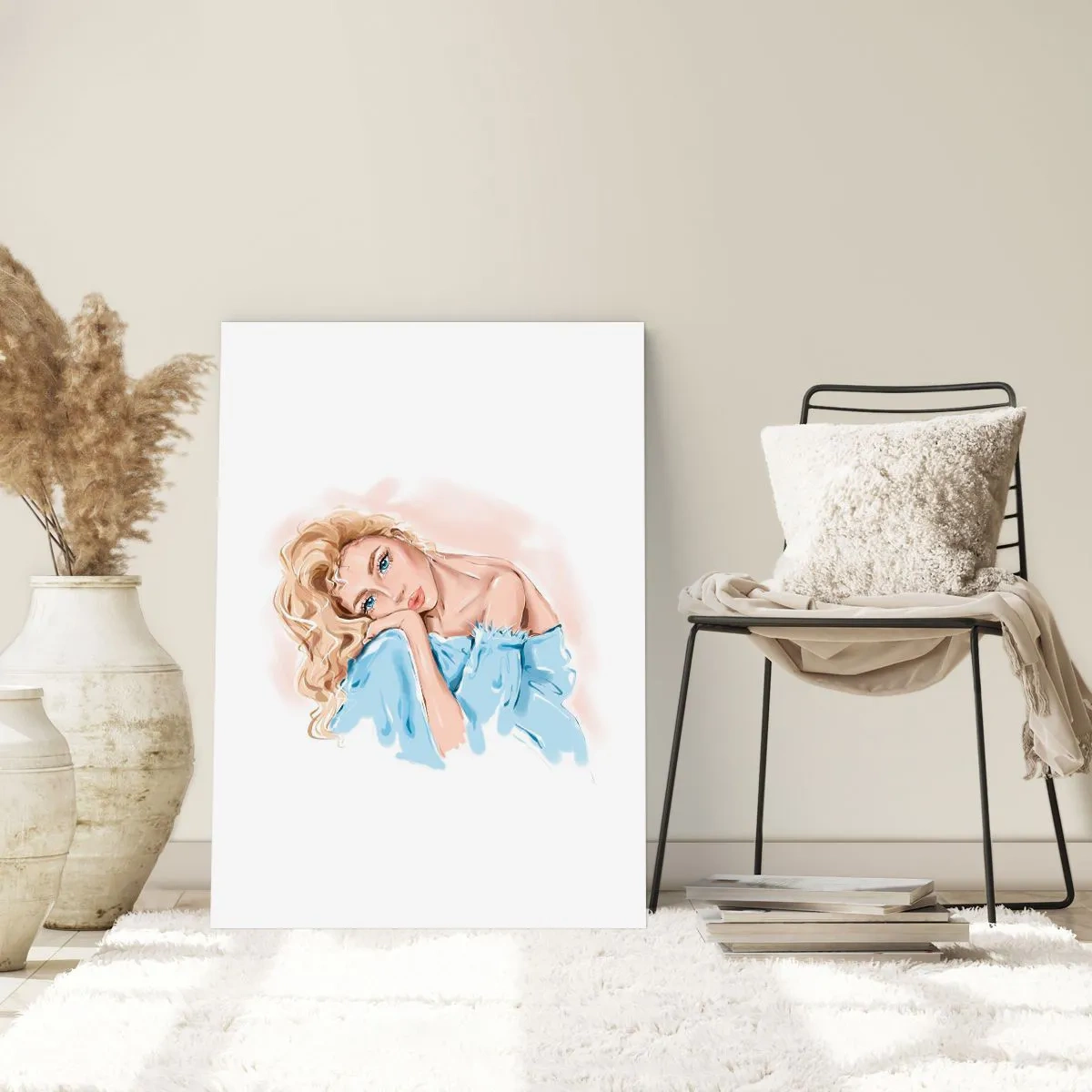 Affiche - Poster - Rêveuse en bleu - 61x91 cm