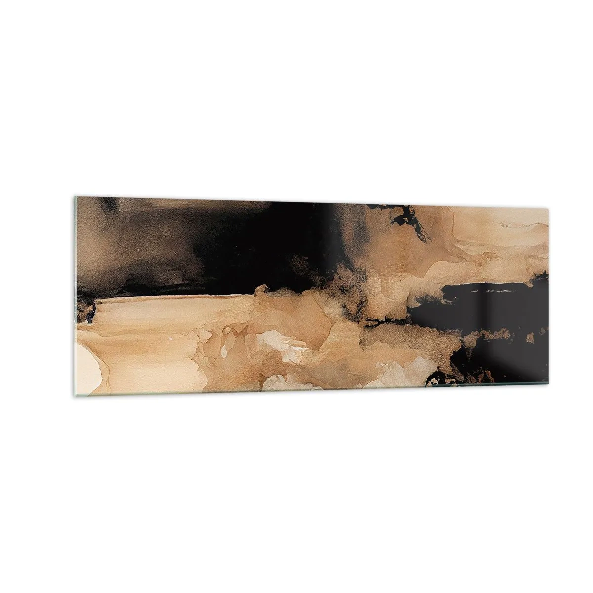 Impression sur verre - Image sur verre - Composition abstraite dans les tons de marron et de noir - 140x50cm - Une abstraction intrigante - Décoration murale moderne pour le salon et la chambre ARTTOR