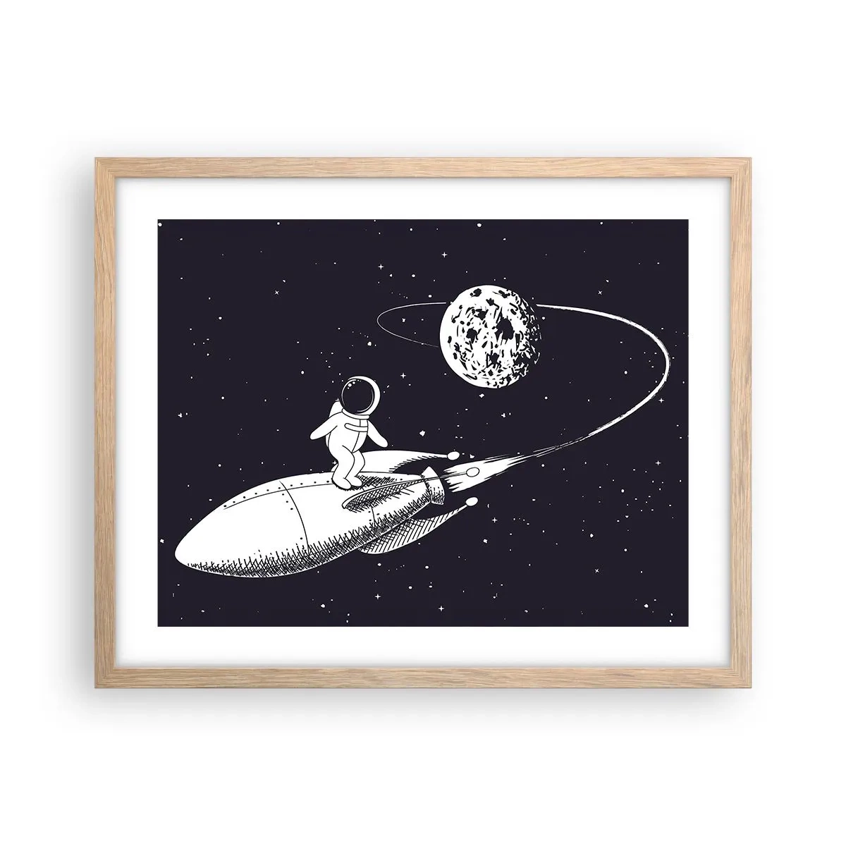 Affiche dans un chêne clair - Poster - Surfeur de l'espace - 50x40 cm