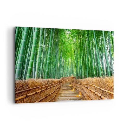 Impression sur toile - Image sur toile - Un chemin dans une dense forêt de bambous - 100x70cm - L'essence de la nature asiatique - Décoration murale moderne pour le salon et la chambre ARTTOR