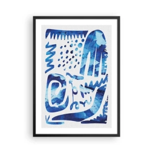 Affiche dans un cadre noir - Poster - Abstraction moderne dans les tons de bleu - 50x70cm - Retour aux racines - Décoration murale moderne pour le salon et la chambre ARTTOR