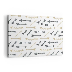 Impression sur toile - Image sur toile - Un motif minimaliste avec des flèches aux couleurs beige et grise. - 120x80cm - Le rêve de l'archer - Décoration murale moderne pour le salon et la chambre ARTTOR