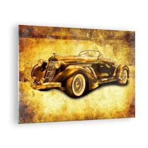 Impression sur verre - Image sur verre - Voiture décapotable vintage sur fond vintage - 70x50cm - L'élite de l'élite - Décoration murale moderne pour le salon et la chambre ARTTOR