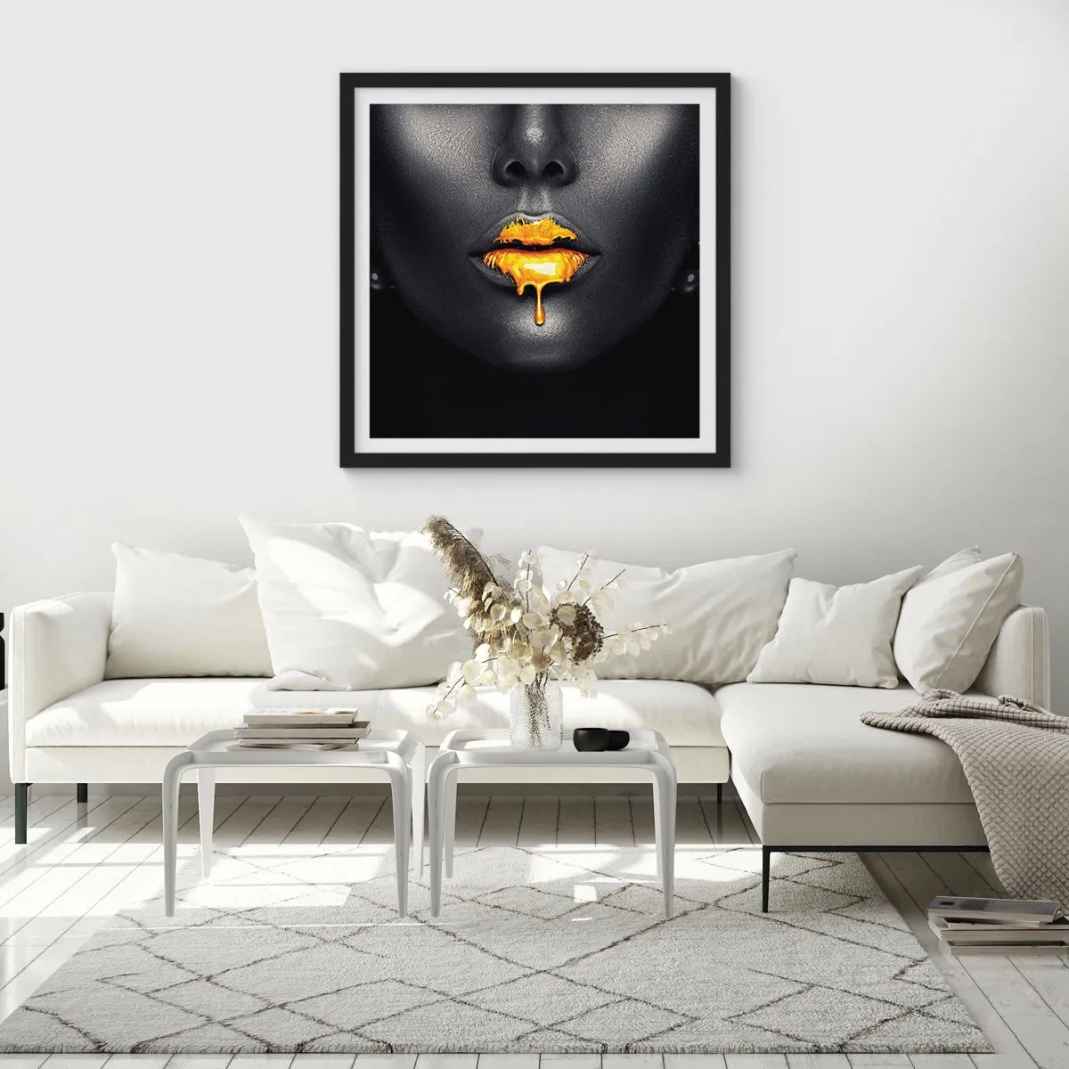 Affiche dans un cadre noir - Poster - Bouche d'or - 30x30 cm