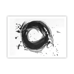 Affiche - Poster - Abstraction noire en forme de cercle sur fond blanc - 100x70cm - Le tourbillon de la création - Décoration murale moderne pour le salon et la chambre ARTTOR
