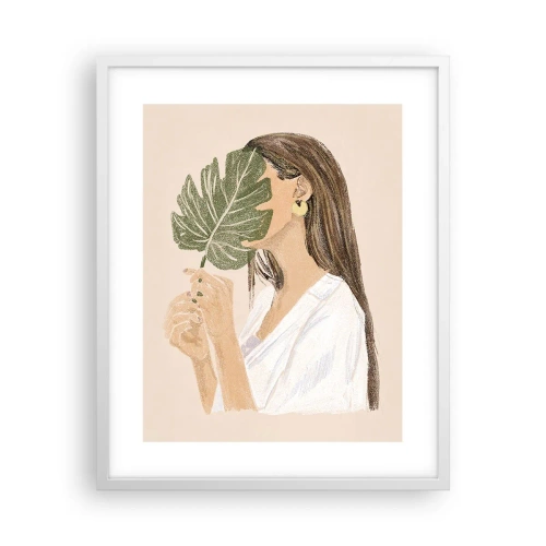 Affiche dans un cadre blanc - Poster - Portrait mystérieux avec un éventail - 40x50 cm