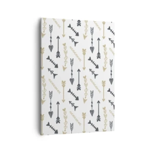 Impression sur toile - Image sur toile - Un motif minimaliste avec des flèches aux couleurs beige et grise. - 50x70cm - Le rêve de l'archer - Décoration murale moderne pour le salon et la chambre ARTTOR