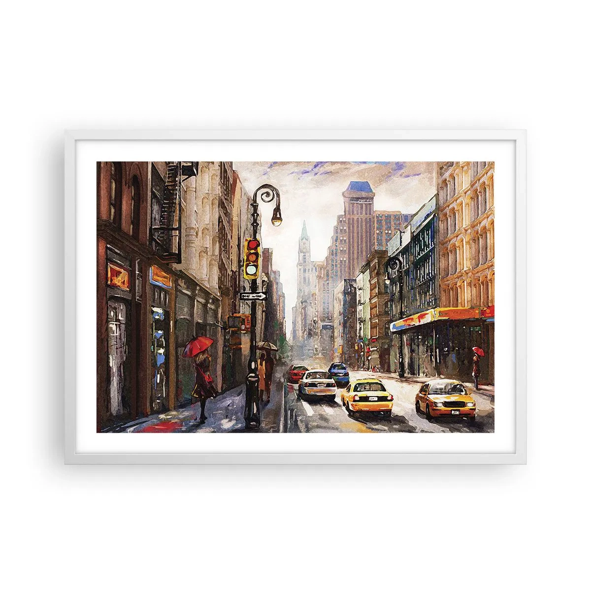 Affiche dans un cadre blanc - Poster - New-Zork - coloré même sous la pluie - 70x50 cm