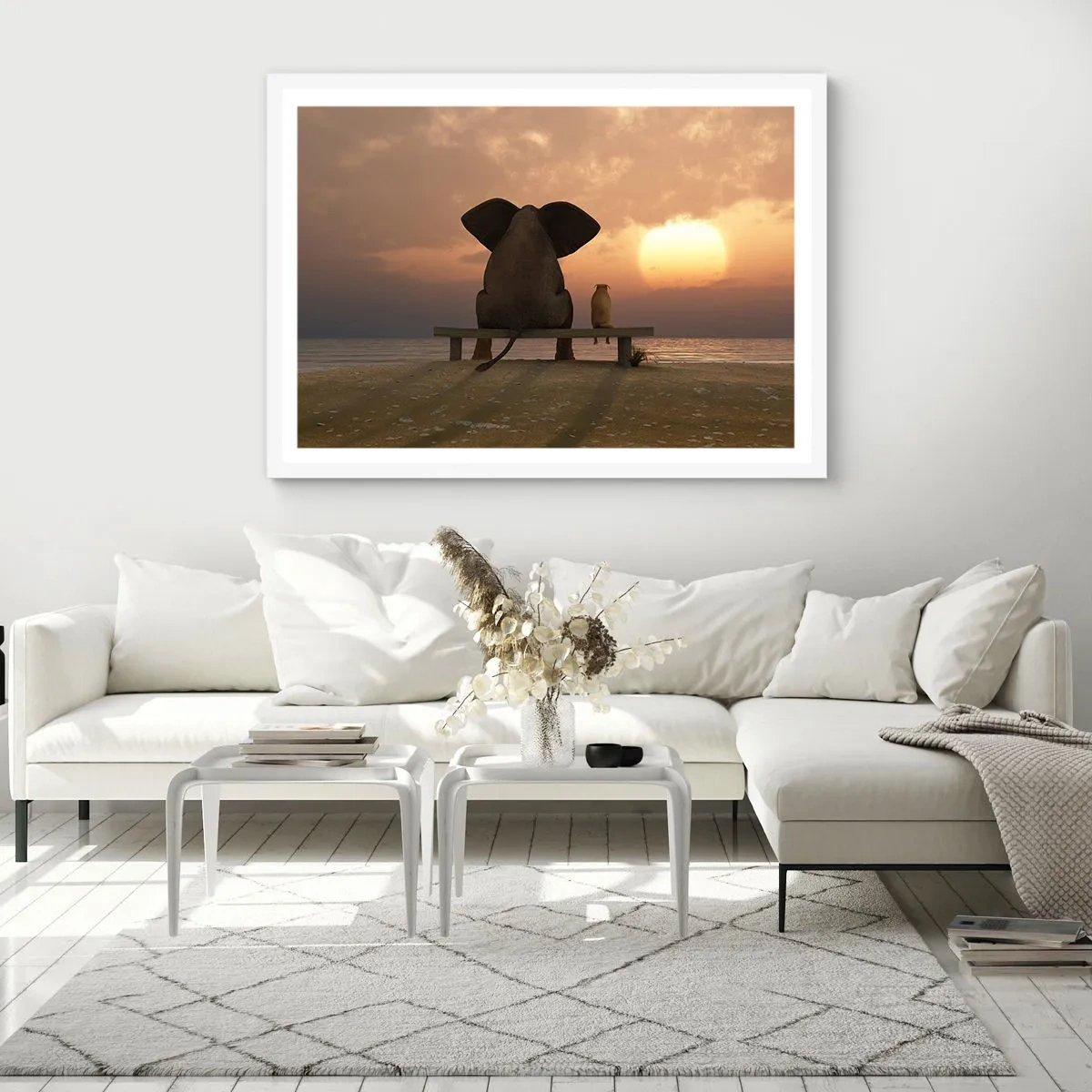 Affiche dans un cadre blanc - Poster - C'est bon de garder le silence ensemble - 91x61 cm