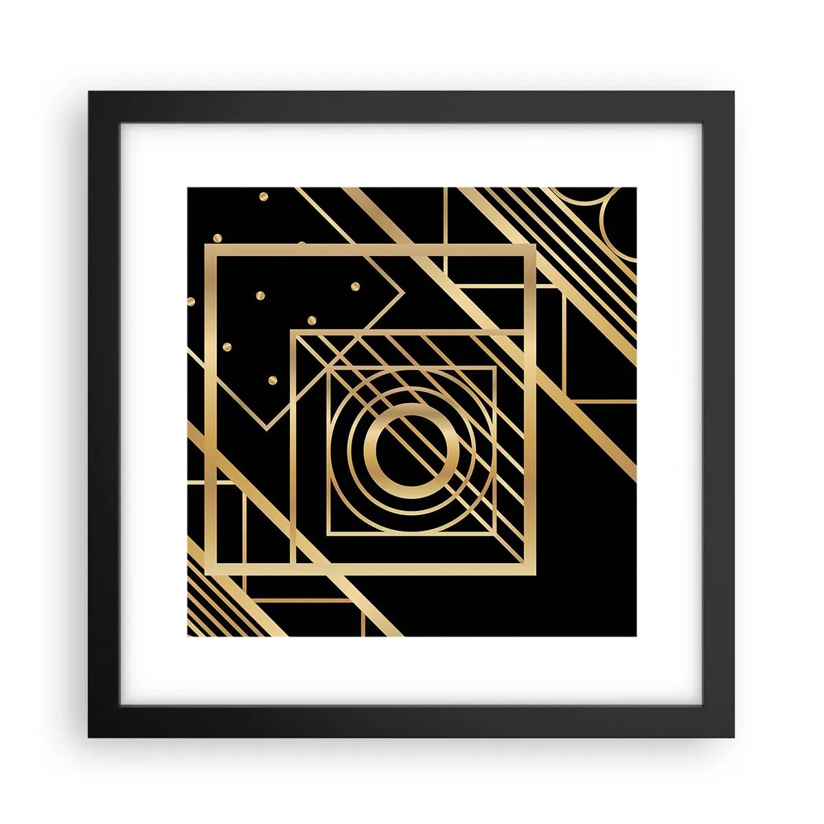 Affiche dans un cadre noir - Poster - Géométrie en or - 30x30 cm