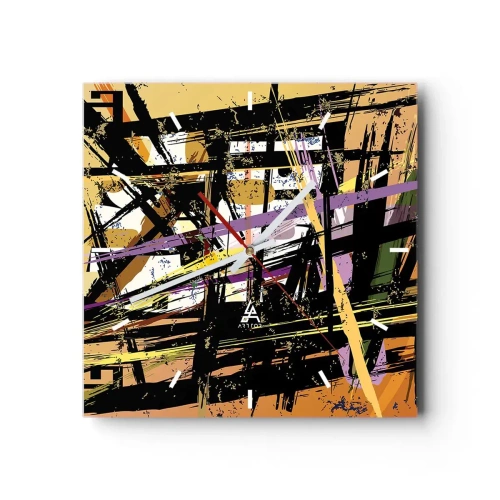 Horloge murale - Pendule murale - Lignes et formes abstraites sur fond beige - 30x30cm - Une coupe nette - Décoration murale moderne pour le salon et la chambre ARTTOR