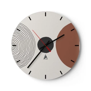 Horloge murale - Pendule murale - Lignes concentriques et cercles géométriques en contraste - 30x30cm - Au centre de l'attention - Décoration murale moderne pour le salon, la cuisine et la chambre ARTTOR