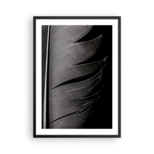 Affiche dans un cadre noir - Poster - Une version minimaliste d'une plume en noir et blanc - 50x70cm - La plume – un design magnifique - Décoration murale moderne pour le salon et la chambre ARTTOR