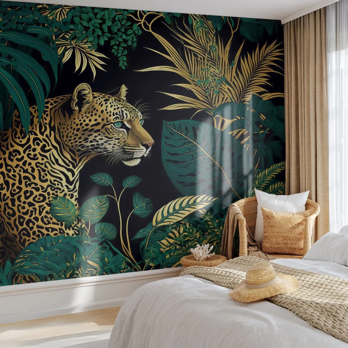 Papier Peint Photo Premium Canvas - Un hôte dans la jungle - léopard, Jungle, Tropical - 250x175 cm