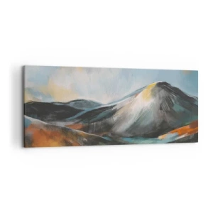 Impression sur toile - Image sur toile - Paysage de montagne abstrait aux tons chauds - 120x50cm - Brut et beau - Décoration murale moderne pour le salon et la chambre ARTTOR