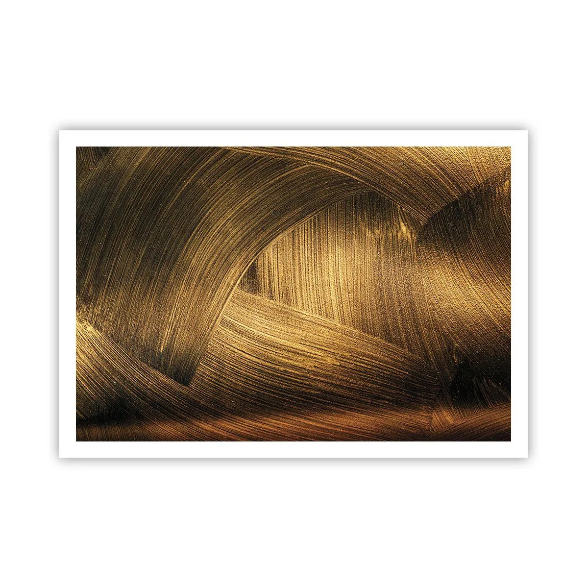 Affiche - Poster - Coups de pinceau abstraits dorés - 100x70cm - Dans un labyrinthe en or - Décoration murale moderne pour le salon et la chambre ARTTOR