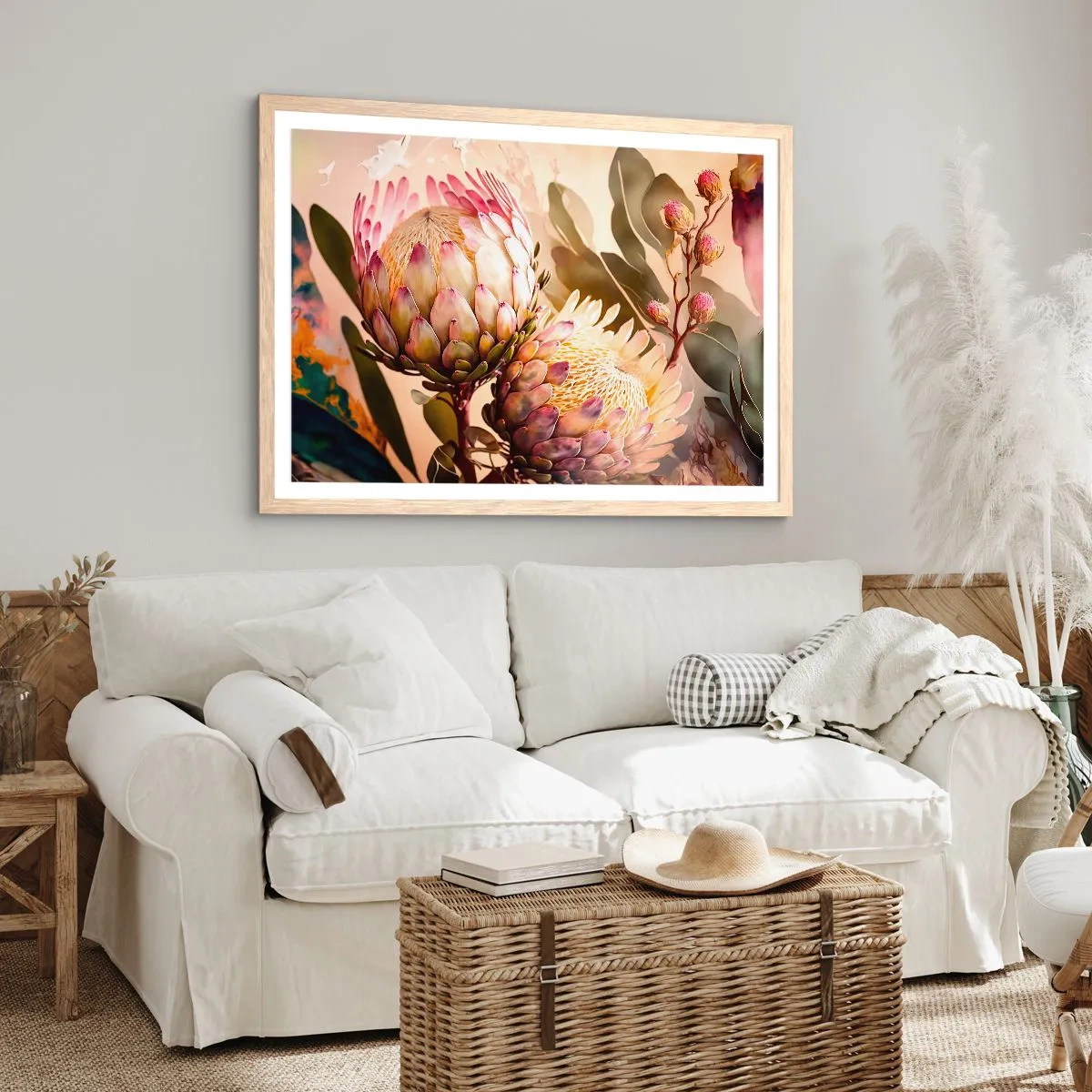 Affiche dans un chêne clair - Poster - Tendrement embrassé - 70x50 cm