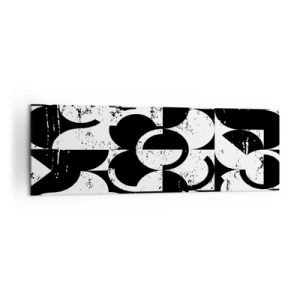 Impression sur toile - Image sur toile - Motif géométrique abstrait noir et blanc avec un effet vintage - 160x50cm - Le blanc est blanc et le noir est noir - Décoration murale moderne pour le salon et la chambre ARTTOR