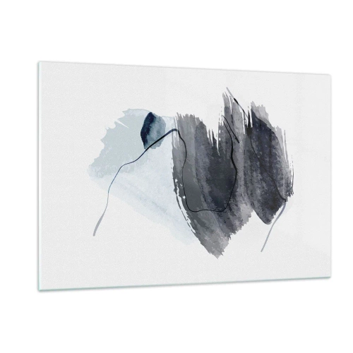 Impression sur verre - Image sur verre - Une composition abstraite dans les tons bleu marine et gris - 120x80cm - Intensité et mouvement - Décoration murale moderne pour le salon et la chambre ARTTOR