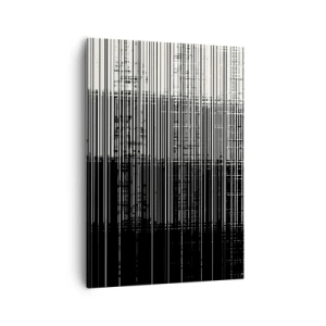 Impression sur toile - Image sur toile - Composition abstraite de lignes en noir et blanc contrastés - 50x70cm - Ondes et vibrations - Décoration murale moderne pour le salon et la chambre ARTTOR