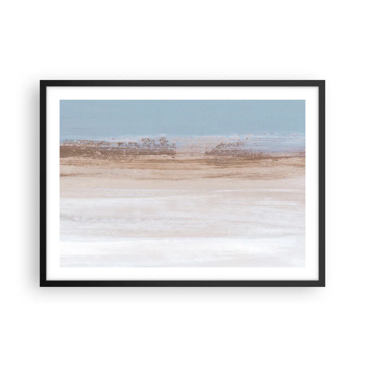Affiche dans un cadre noir - Poster - Un paysage subtil aux tons pastel de bleu et de beige - 70x50cm - Paysage ambigu - Décoration murale moderne pour le salon et la chambre ARTTOR