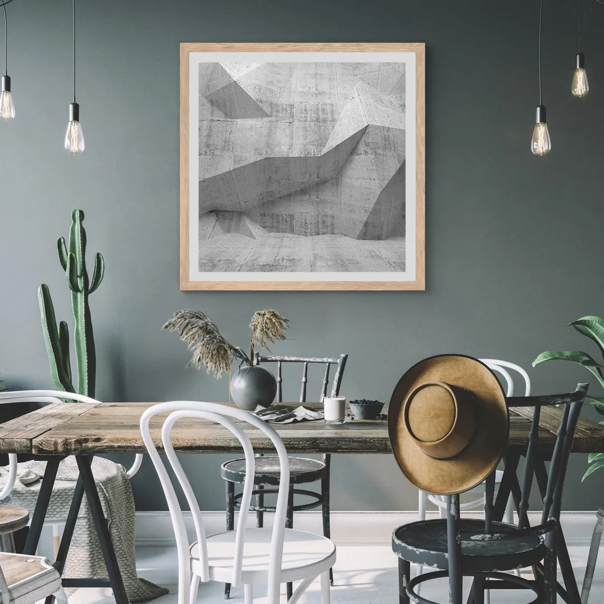 Affiche dans un chêne clair - Poster - Un vrai challenge - 50x50 cm