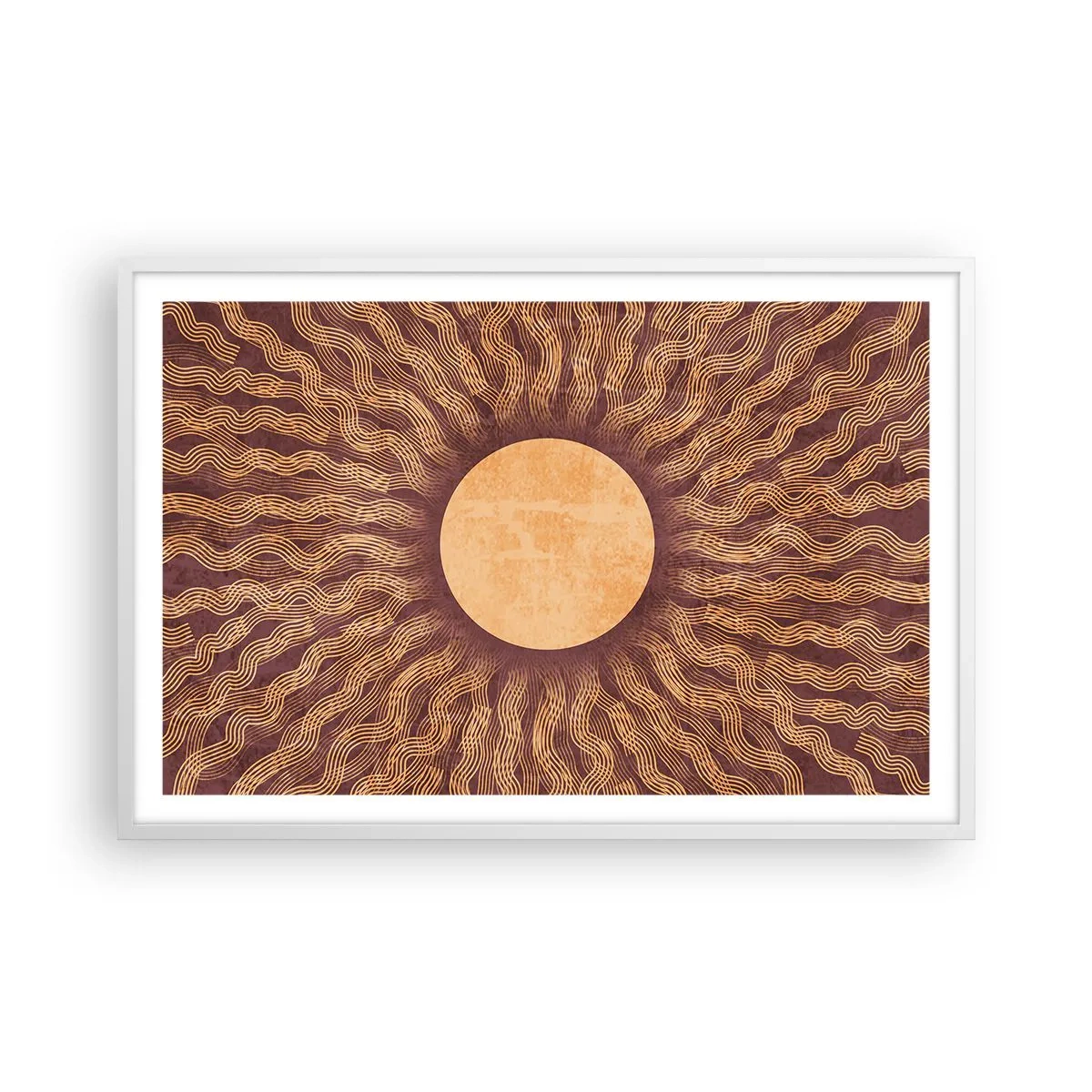 Affiche dans un cadre blanc - Poster - Icône du soleil - 91x61 cm