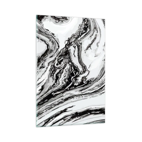 Impression sur verre - Image sur verre - Motif de marbre abstrait en noir et blanc - 80x120cm - Au début, c'était le chaos - Décoration murale moderne pour le salon et la chambre ARTTOR
