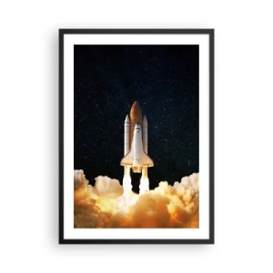 Affiche dans un cadre noir - Poster - Une navette spatiale décollant sous un ciel étoilé - 50x70cm - Ad astra! - Décoration murale moderne pour le salon et la chambre ARTTOR