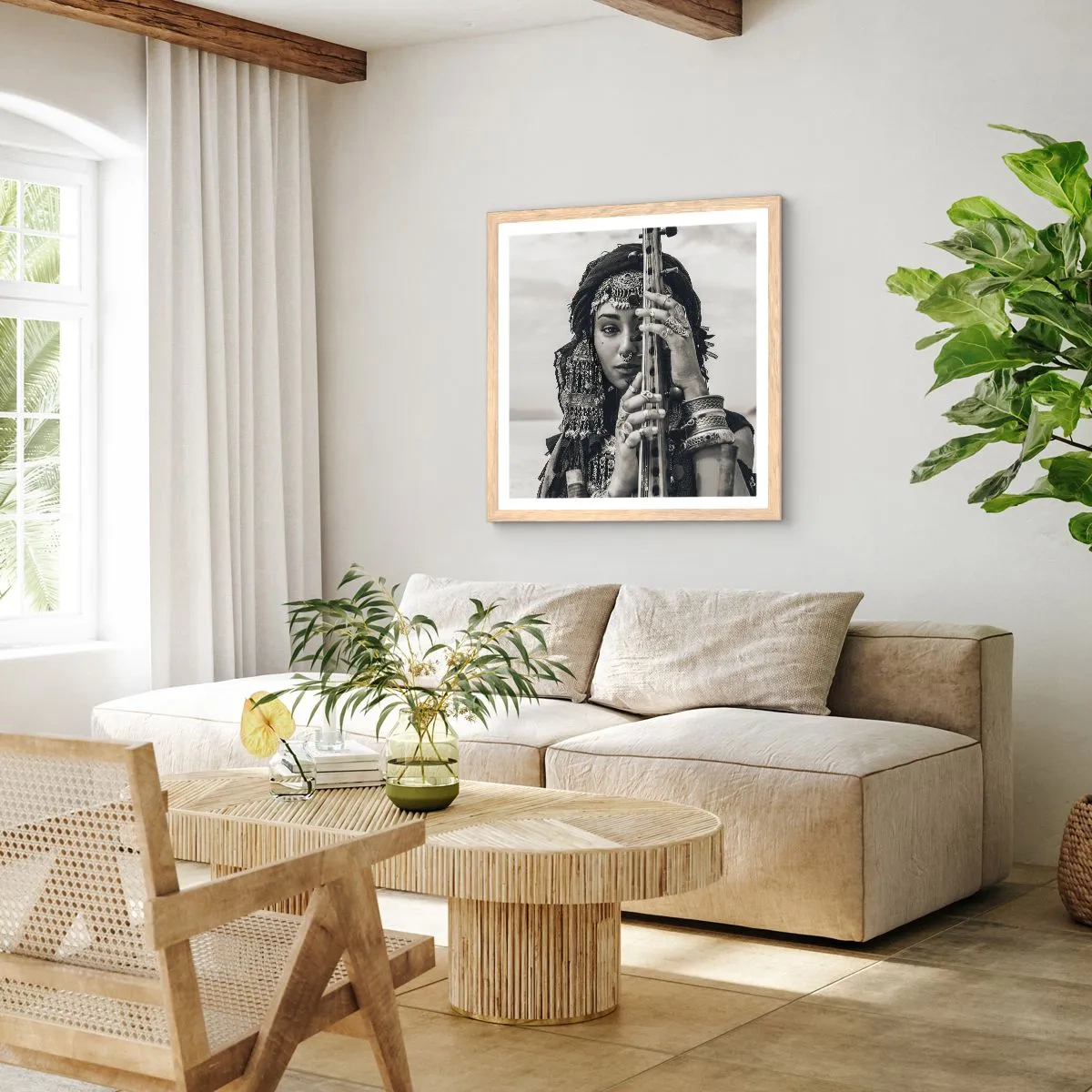 Affiche dans un chêne clair - Poster - Musique de l'Orient elle-même - 60x60 cm