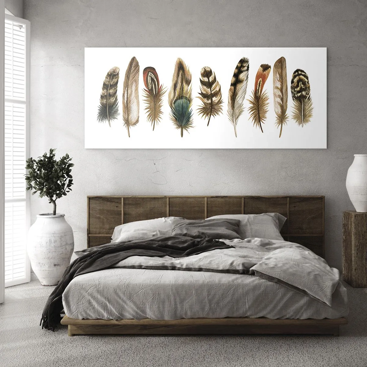 Impression sur verre - Image sur verre - Variation à plumes - 100x40 cm