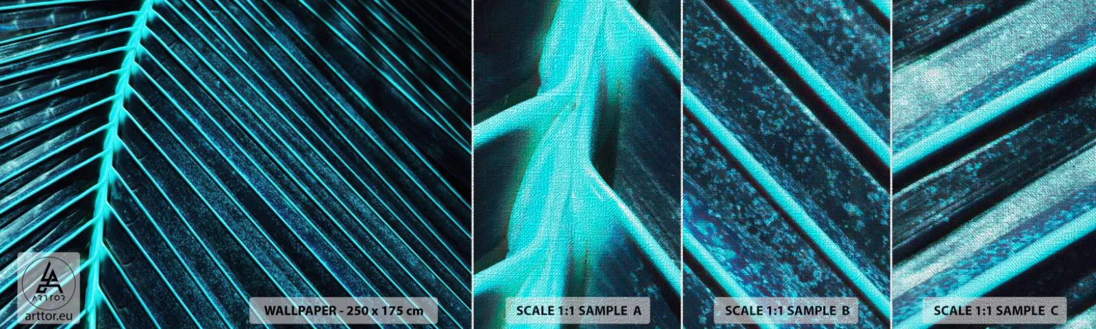 Échantillon de Papier Peint Premium Canvas - Texture verte - Feuille, Macro, Tropical - 100x30 cm