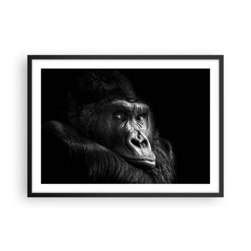 Affiche dans un cadre noir - Poster - Portrait noir et blanc d'un gorille majestueux - 70x50cm - Et qu'est-ce que tu regardes? - Décoration murale moderne pour le salon et la chambre ARTTOR