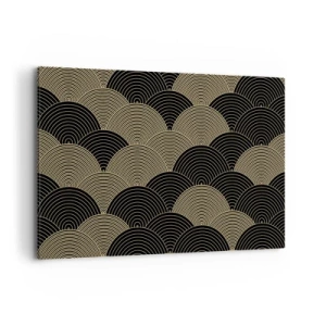Impression sur toile - Image sur toile - Motif Art Déco avec demi-cercles et lignes dorées - 120x80cm - Unité dans la multiplicité - Décoration murale moderne pour le salon et la chambre ARTTOR