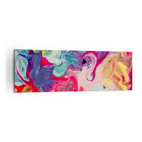 Impression sur toile - Image sur toile - Une composition abstraite aux couleurs vibrantes et tourbillonnantes et à la structure dynamique. - 160x50cm - La naissance des couleurs - Décoration murale moderne pour le salon et la chambre ARTTOR