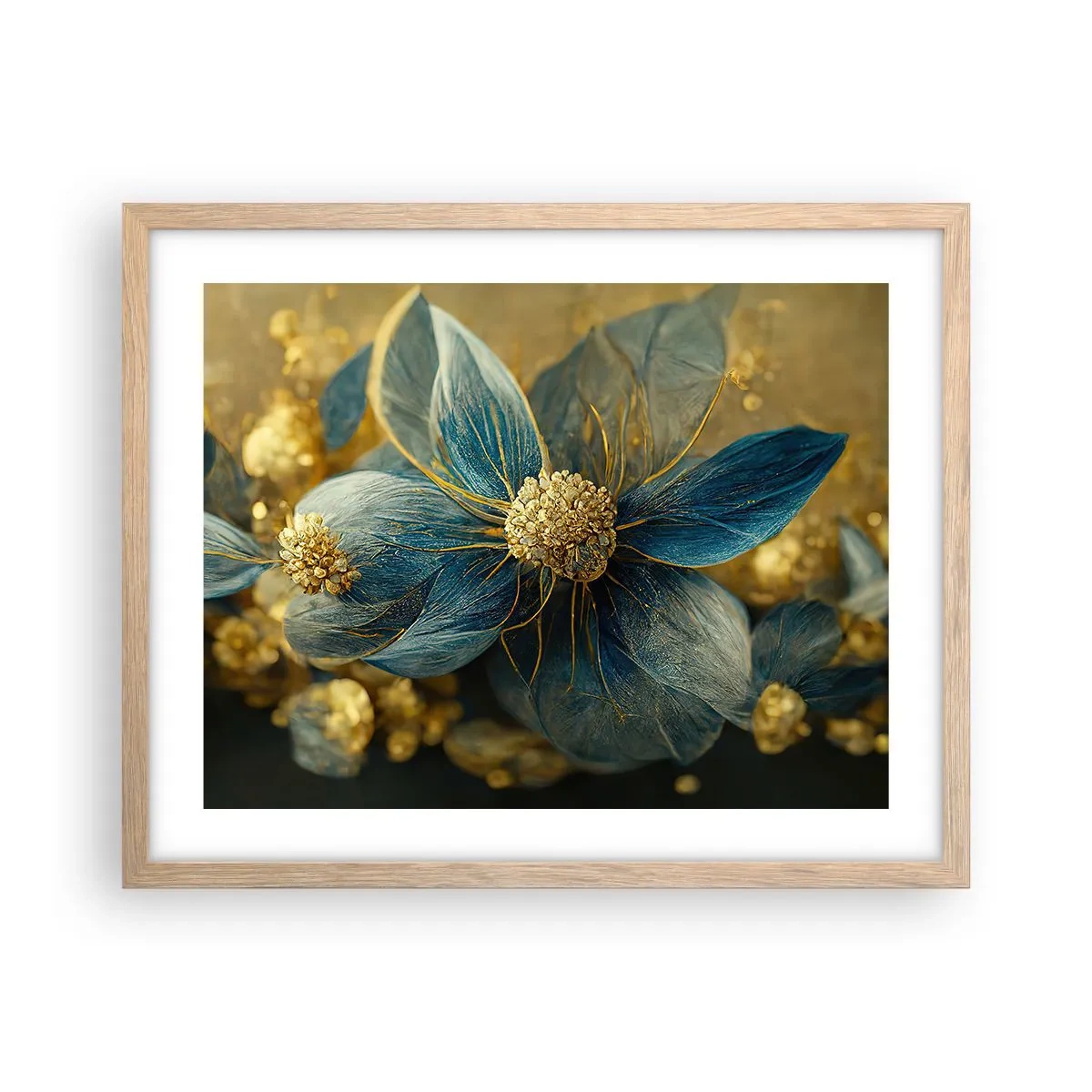 Affiche dans un chêne clair - Poster - Fleurir avec de l'or - 50x40 cm