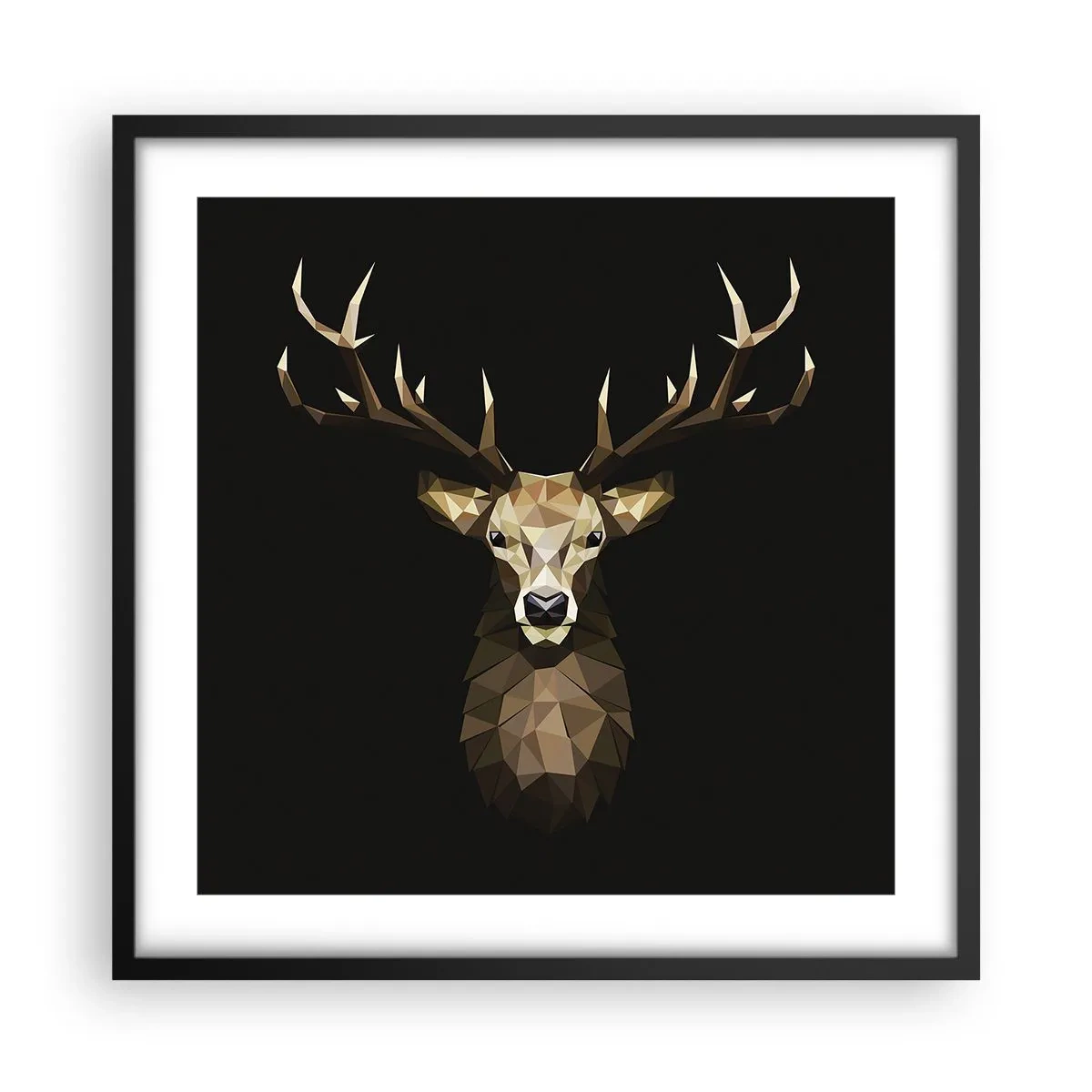 Affiche dans un cadre noir - Poster - Cerf cubique - 50x50 cm