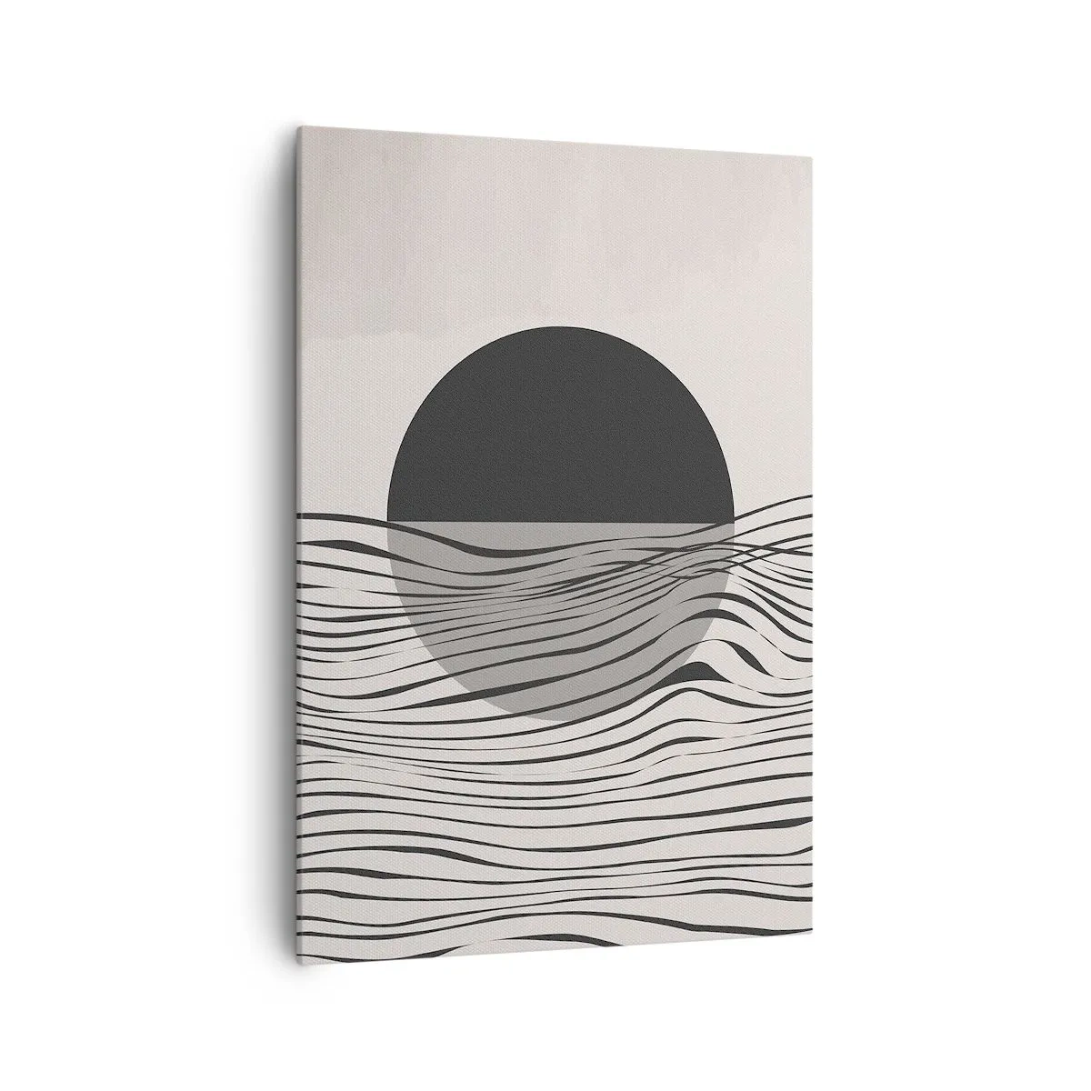 Impression sur toile - Image sur toile - Lignes abstraites et formes géométriques aux couleurs douces - 70x100cm - Demi composition - Décoration murale moderne pour le salon et la chambre ARTTOR