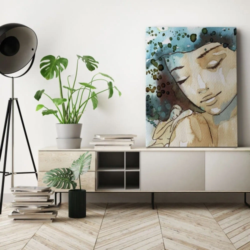 Impression sur toile - Image sur toile - Lady in blue - 45x80 cm