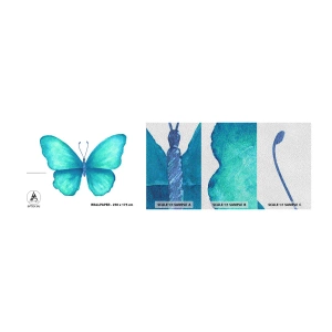 Échantillon de Papier Peint Premium Sand - Nature turquoise - Papillon, Pour les enfants, Graphique - 100x30 cm