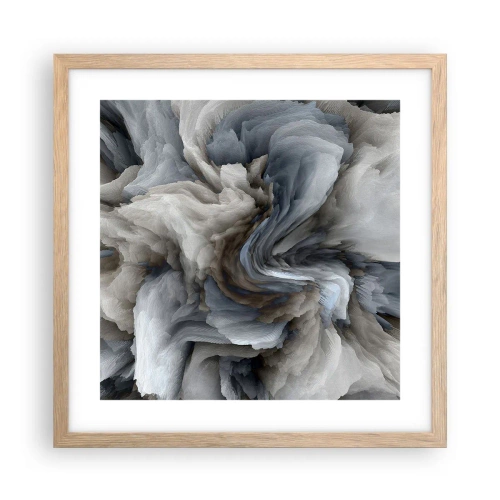 Affiche dans un chêne clair - Poster - Pierre et fleur - 40x40 cm