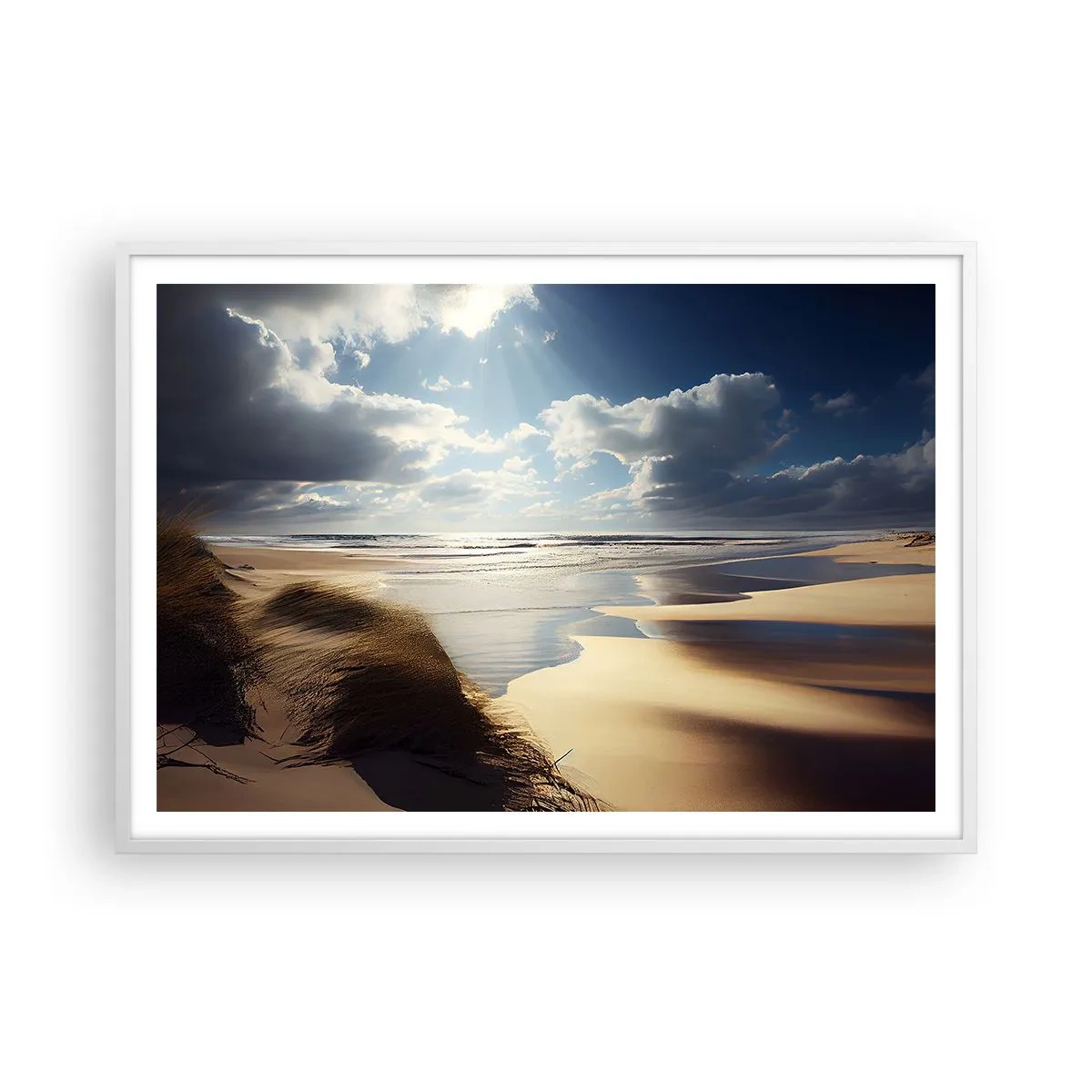 Affiche dans un cadre blanc - Poster - Plage, plage sauvage - 100x70 cm