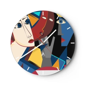 Horloge murale - Pendule murale - Une conversation entre cubistes - 40x40 cm