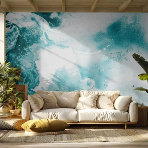 Papier peint sur mesure Premium Sand - Marécage bleu - Abstraction, Morceau, Art moderne.