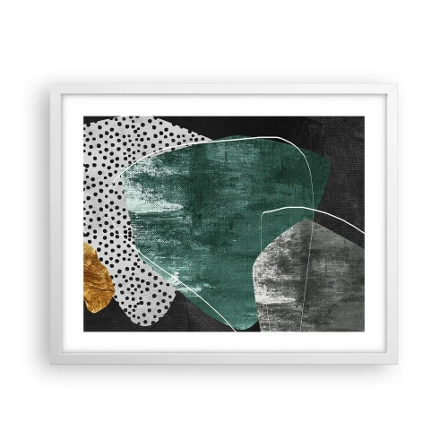 Affiche dans un cadre blanc - Poster - Abstraction colorée avec feuille d'or - 50x40 cm