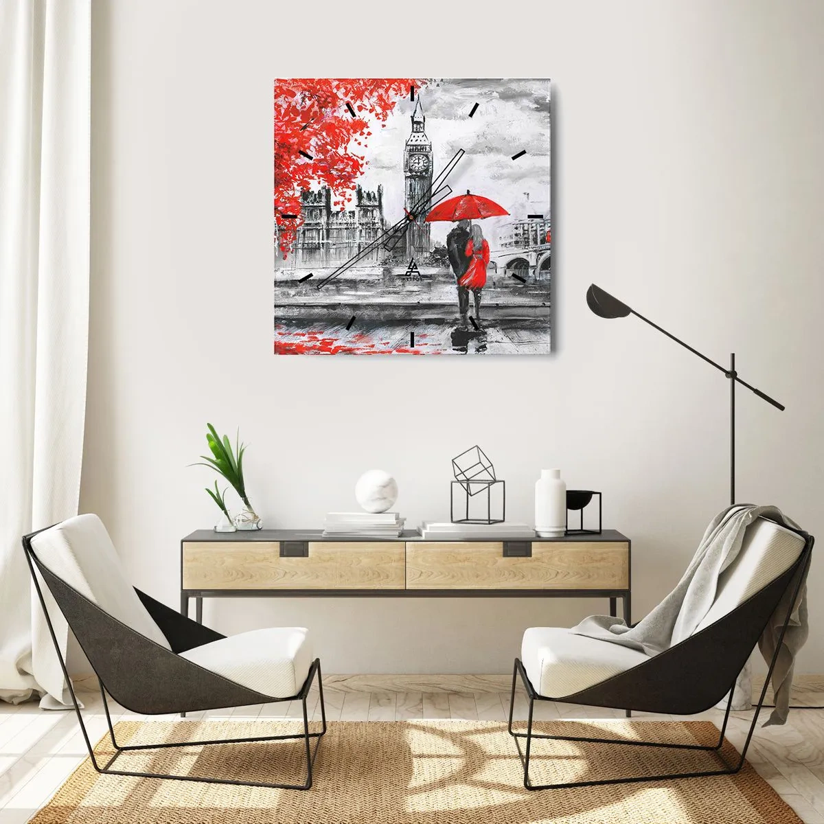 Horloge murale - Pendule murale - Amoureux de Londres - 40x40 cm