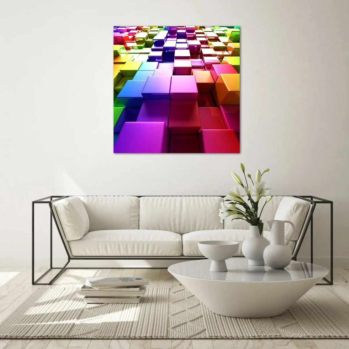 Impression sur verre - Image sur verre - Collaboration Op art dans une équipe - 50x50 cm