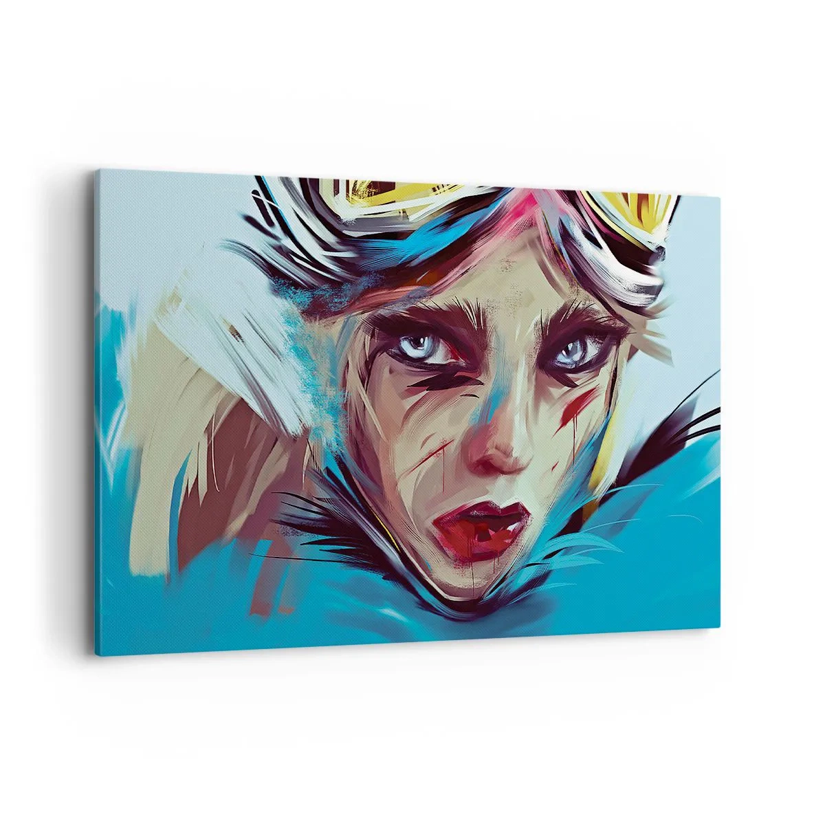 Impression sur toile - Image sur toile - Portrait d'une femme aux couleurs dynamiques et au style abstrait - 100x70cm - Guerrière errante - Décoration murale moderne pour le salon et la chambre ARTTOR