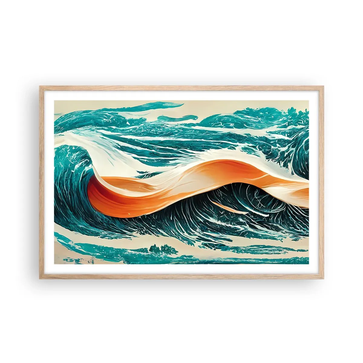 Affiche dans un chêne clair - Poster - Le rêve d'un surfeur - 91x61 cm