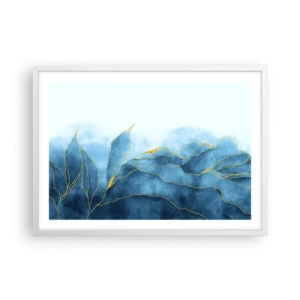 Affiche dans un cadre blanc - Poster - Bleu doré - 70x50 cm